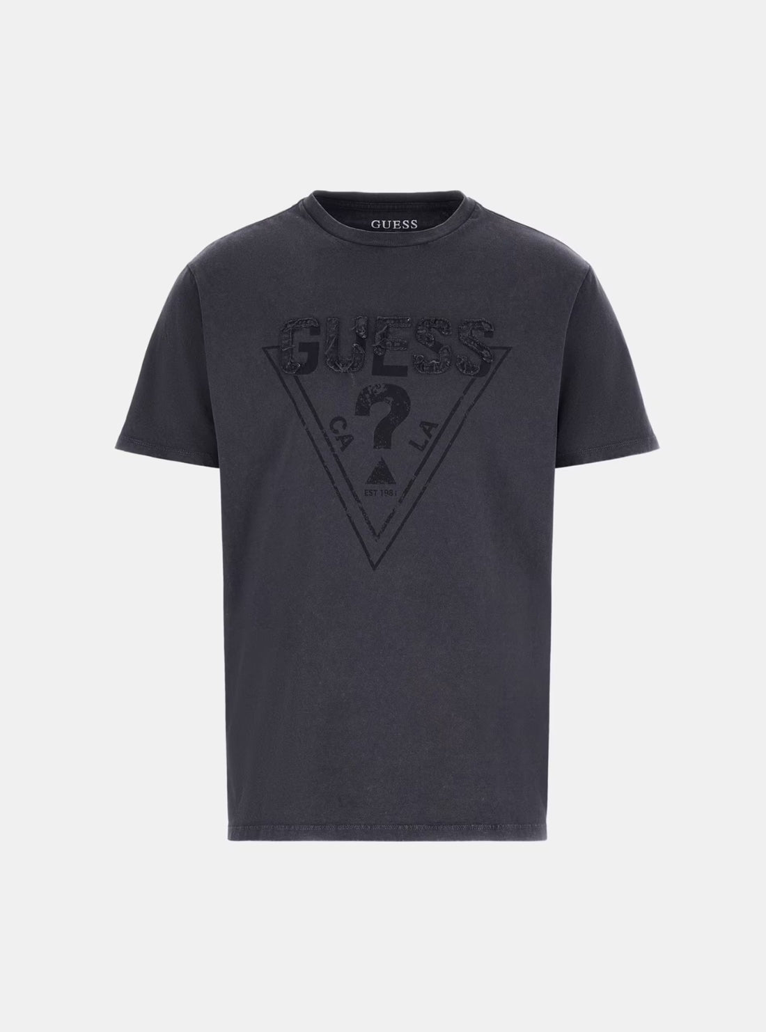 GUESS Mens Black Inset Logo T-Shirt M5YI42KBW41 Flatlay