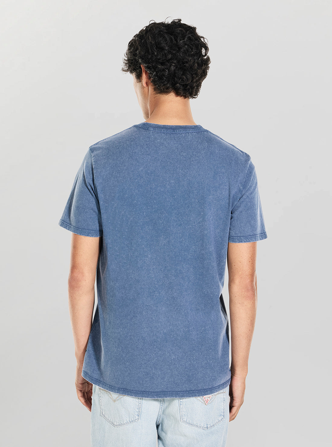 GUESS Womens Blue Inset Logo T-Shirt M5YI42KBW41 Back View