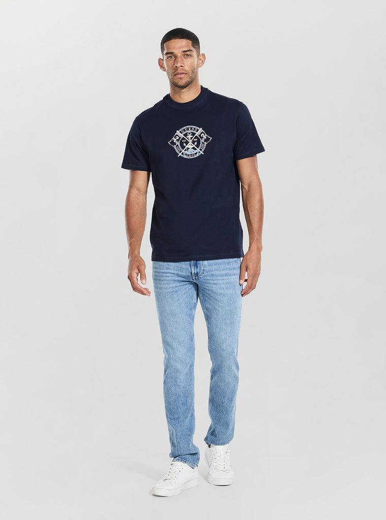 Blue Marina Embroidery T-Shirt | GUESS