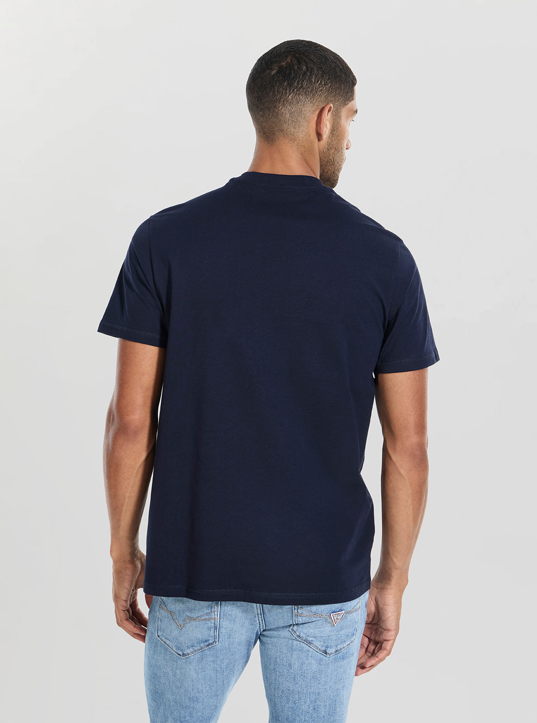 GUESS Mens Blue Marina Embroidery T-Shirt M5YI62K8FQ4 Back View
