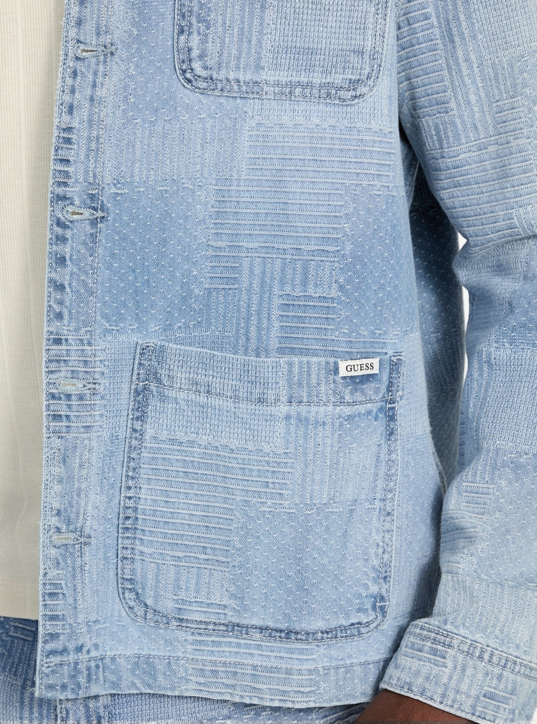 GUESS Mens Blue Orion Chore Jacket M5YN49D5R30 Detail View