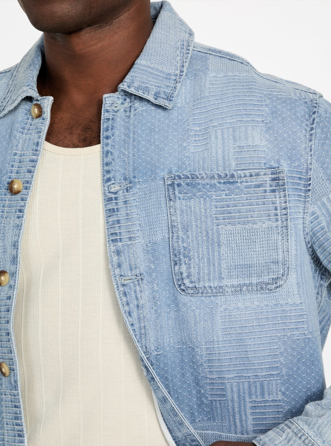 GUESS Mens Blue Orion Chore Jacket M5YN49D5R30 Detail View