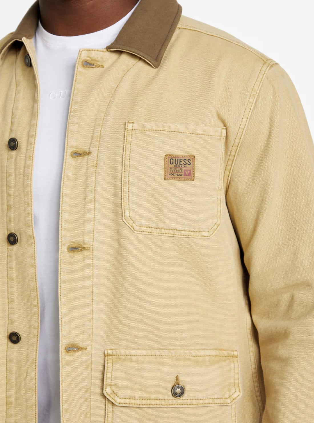GUESS Mens Beige Casey Barn Jacket M5YN66WK910 Detail View