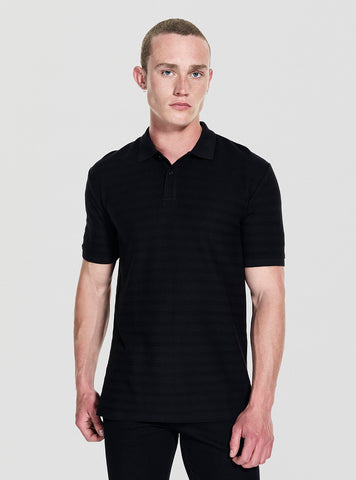 GUESS Mens Black Designed Knit Polo Shirt M5YP01KCXZ1 Front View