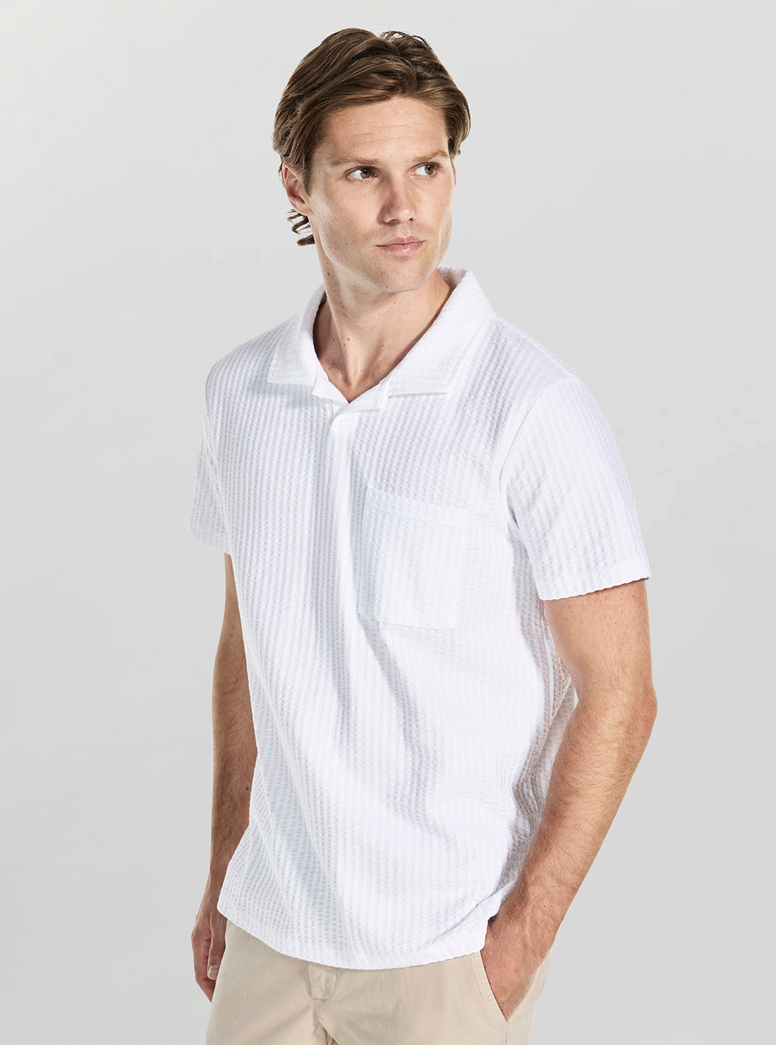 White Knit Seersucker Polo Shirt | GUESS