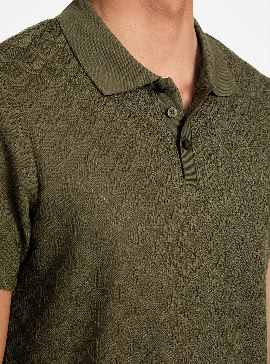 GUESS Mens Green Logan Knitted Polo Shirt M5YP14KCWT0 Detail View
