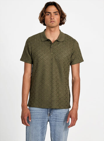 GUESS Mens Green Logan Knitted Polo Shirt M5YP14KCWT0 Front View