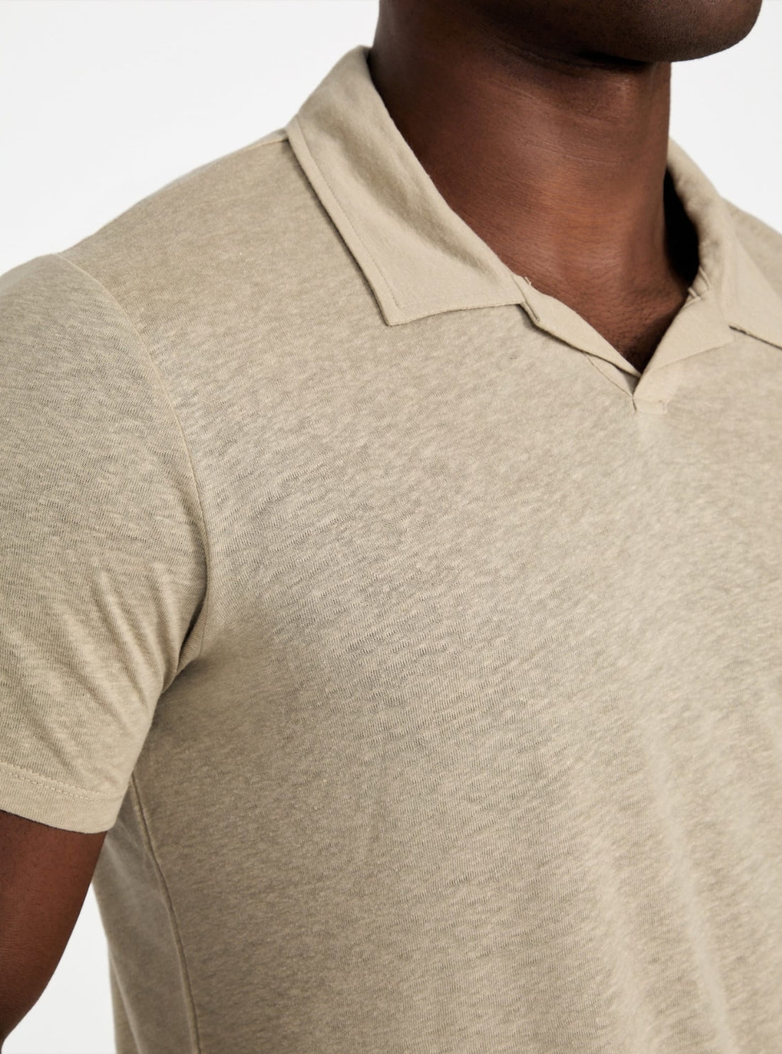 GUESS Beige Leon Linen Polo Shirt M5YP17KCWK0 Detail View