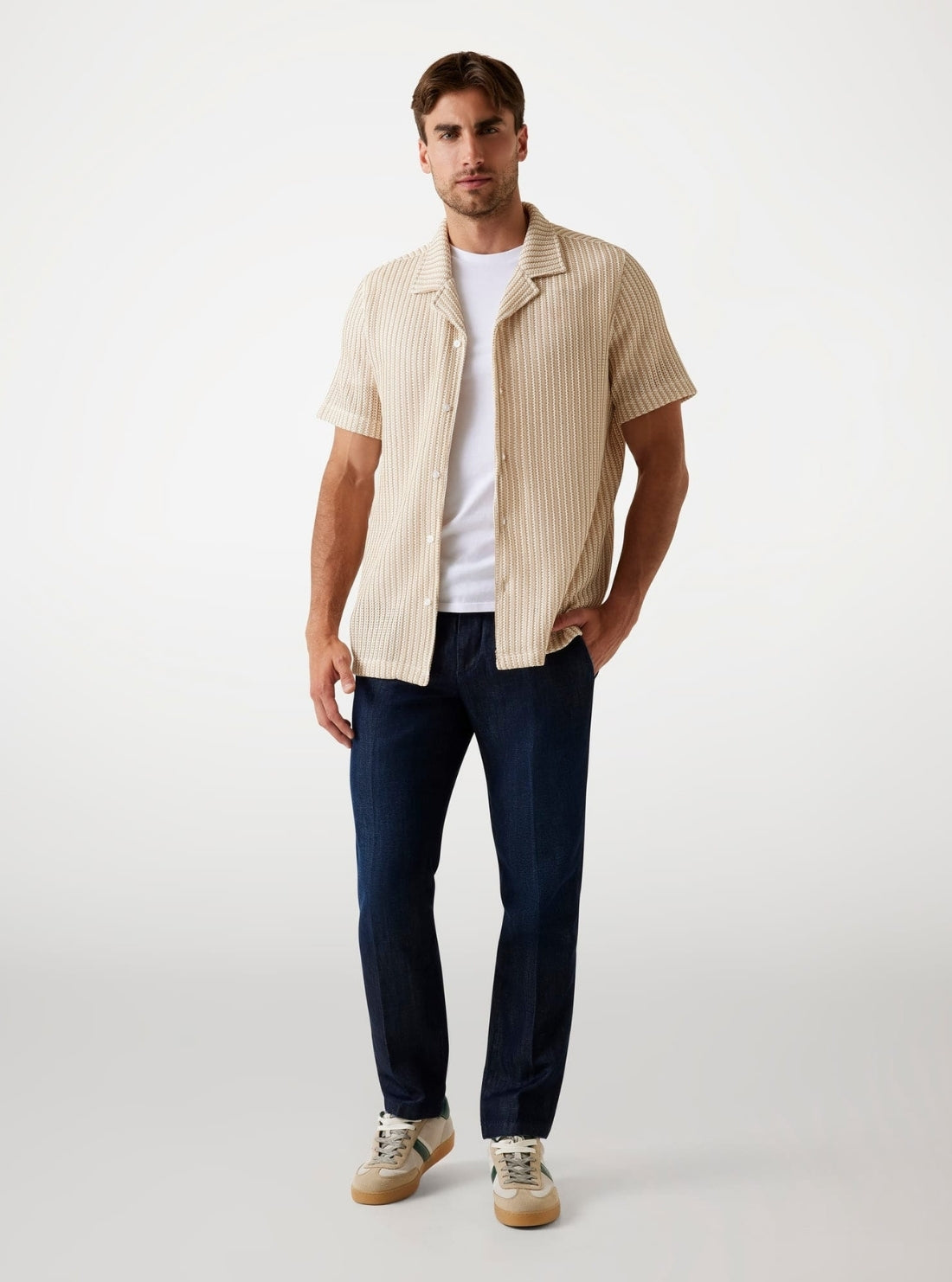 GUESS Mens Beige Larson Knitted Shirt M5YP24KCWZ0 Full View