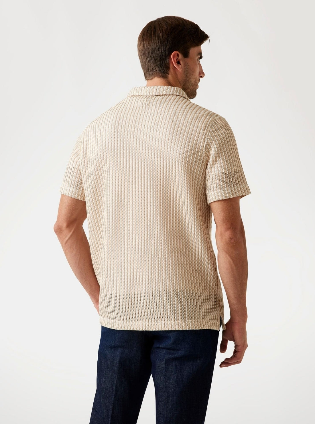 GUESS Mens Beige Larson Knitted Shirt M5YP24KCWZ0 Back View