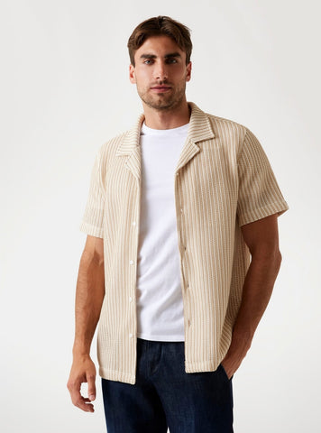 GUESS Mens Beige Larson Knitted Shirt M5YP24KCWZ0 Front View