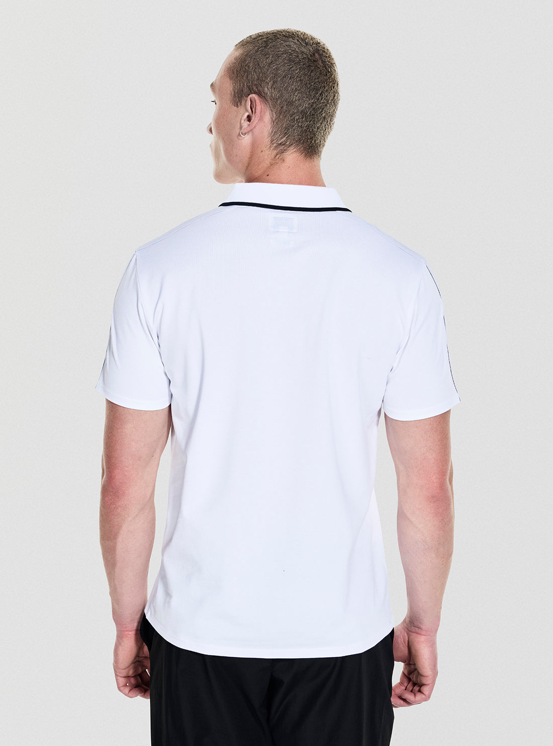 GUESS Mens White Paul Pique Tape Polo Shirt M5YP42KARS2 Back View