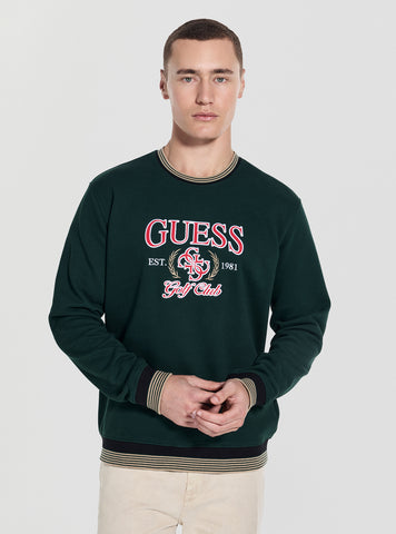 GUESS Mens Green Logo 4G Sweatshirt M5YQ12KCXW1 Front View