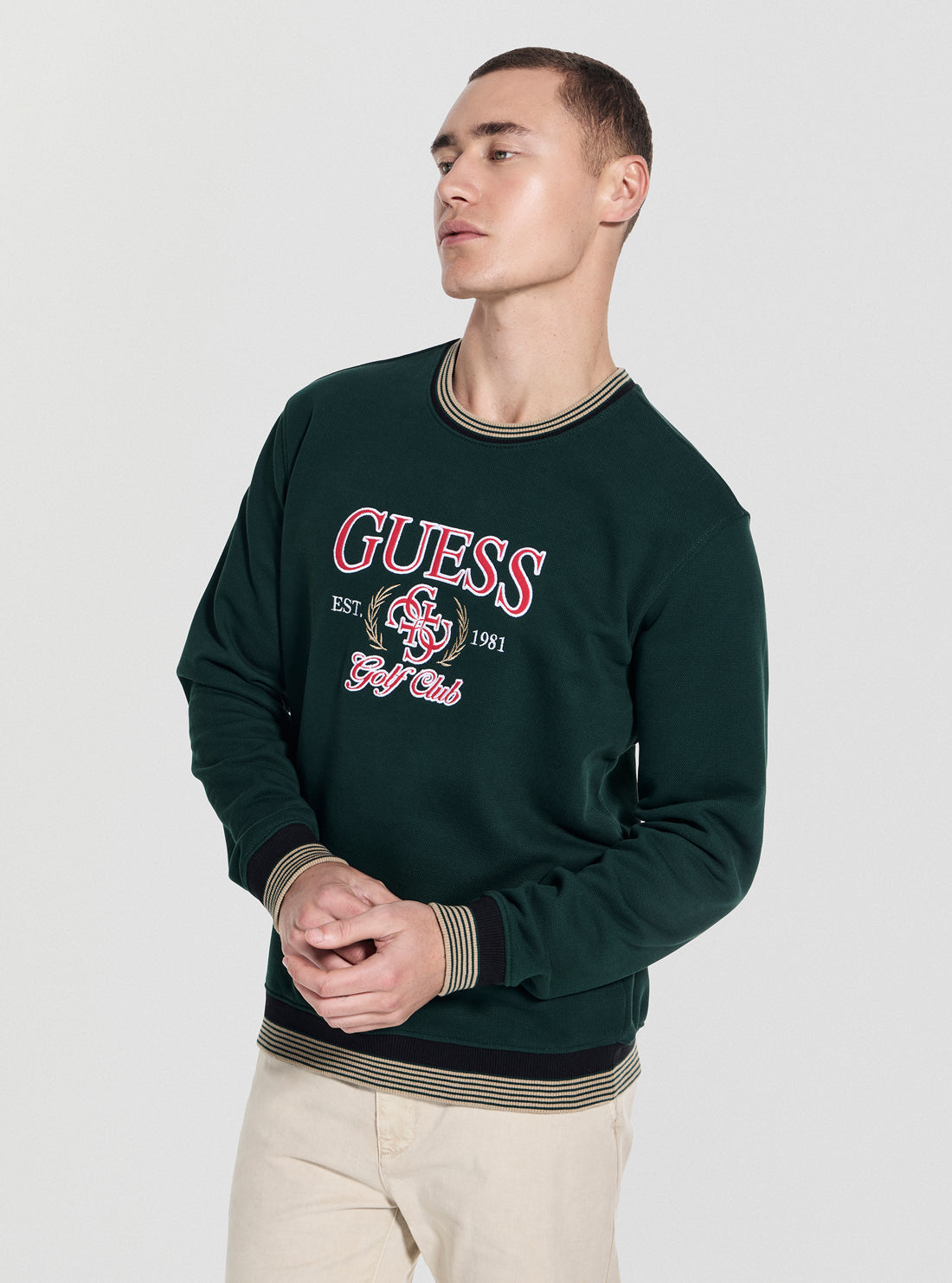 GUESS Mens Green Logo 4G Sweatshirt M5YQ12KCXW1 Front View_2