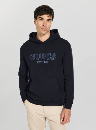 GUESS Mens Blue Beau Hoodie Sweatshirt M5YQ36KCN01 Front View