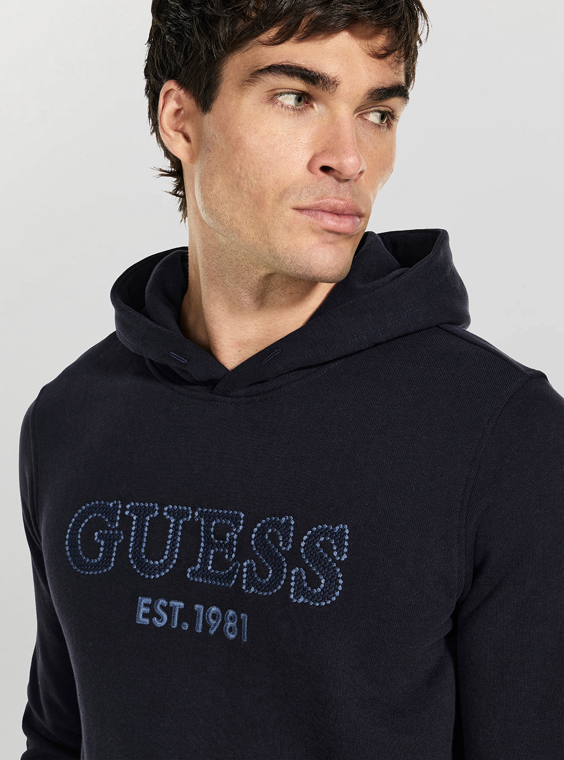 GUESS Mens Blue Beau Hoodie Sweatshirt M5YQ36KCN01 Detail View