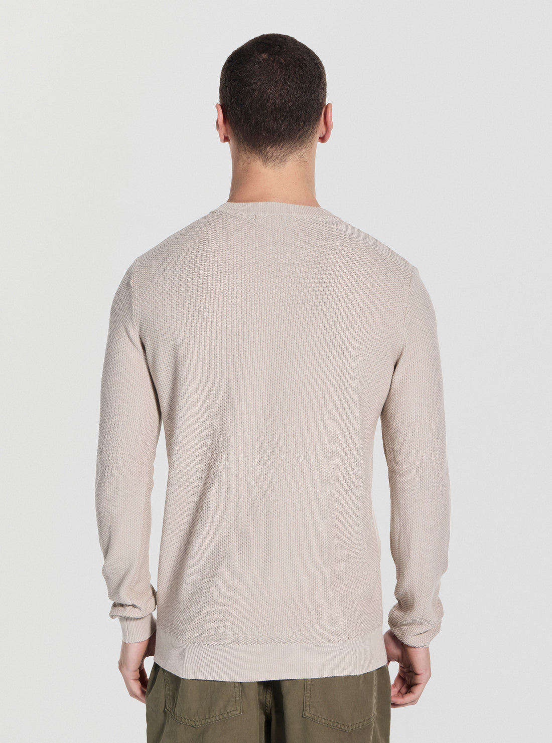 GUESS Mens Beige Harrison Stitch Logo T-Shirt M5YR02Z3FB1 Back View