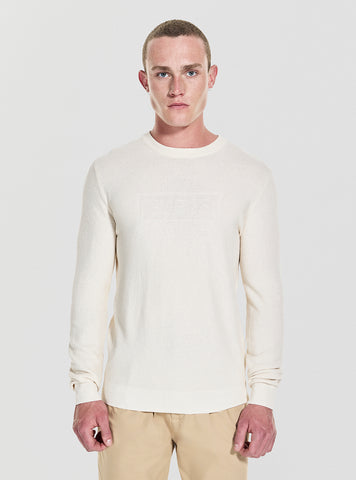 GUESS Mens White Harrison Stitch Logo Sweater M5YR02Z3FB1 Front View