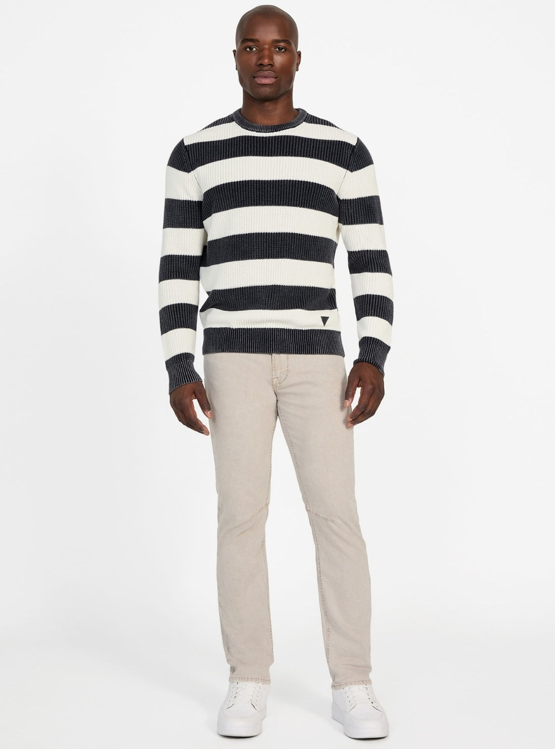 GUESS Mens Multi Stripes Herbie Ribbed Washed Sweater M5YR05Z3OD0 Full View