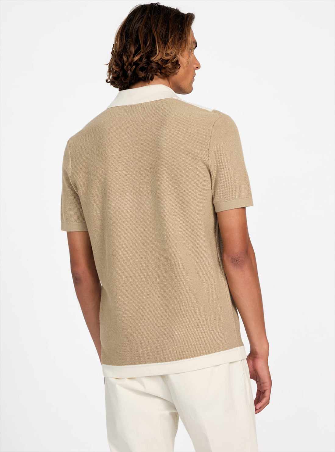 GUESS Mens Beige Humphrey Polo Sweater Shirt M5YR11Z3OE2 Back View