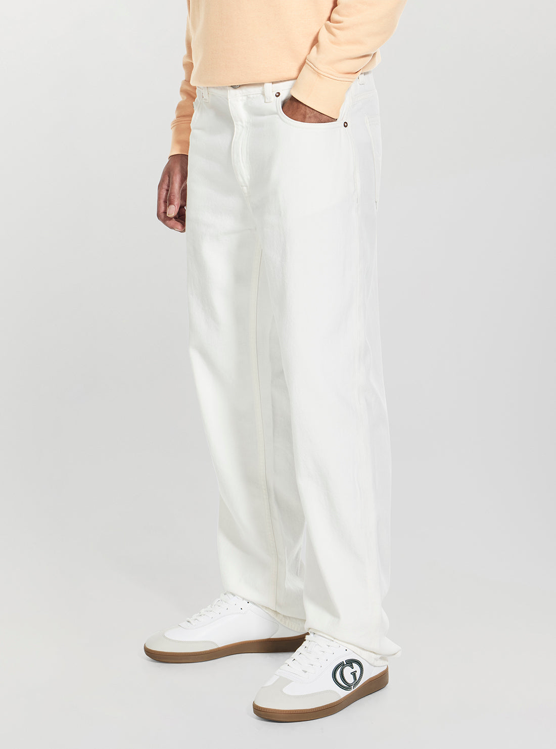 GUESS Mens White Mid-Rise Damon Jeans M6GA82D0781 Side View