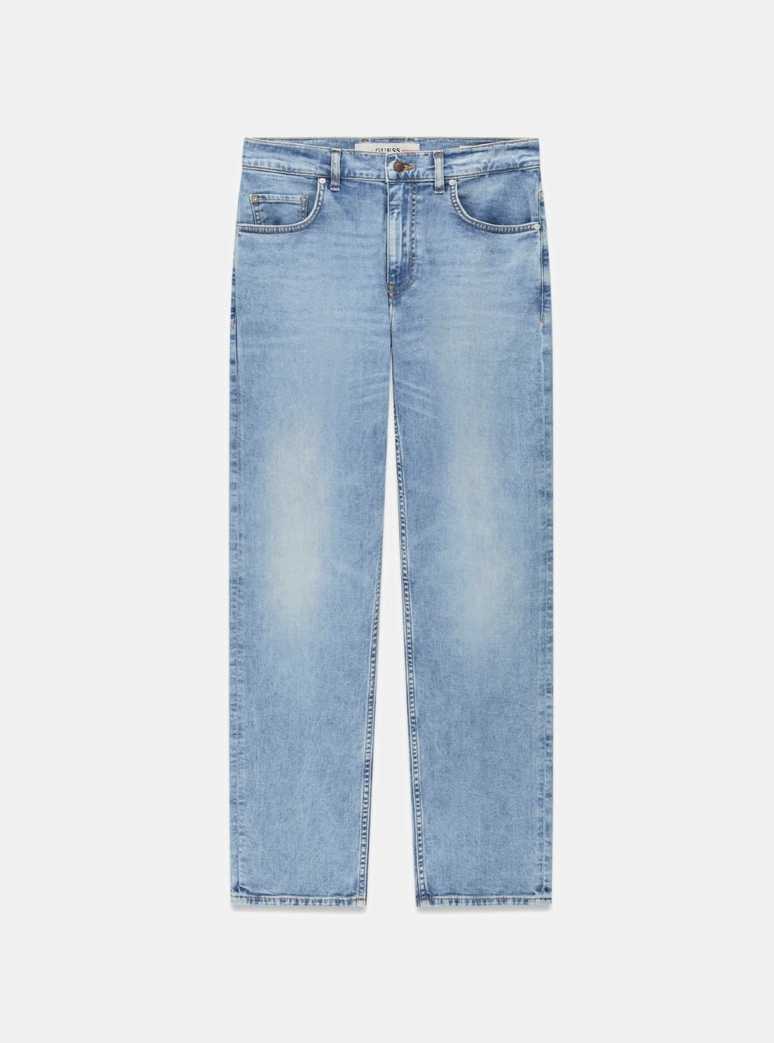 GUESS Mens Mid-Rise Damon Jeans in Light Wash M6GA82D1090 Flatlay