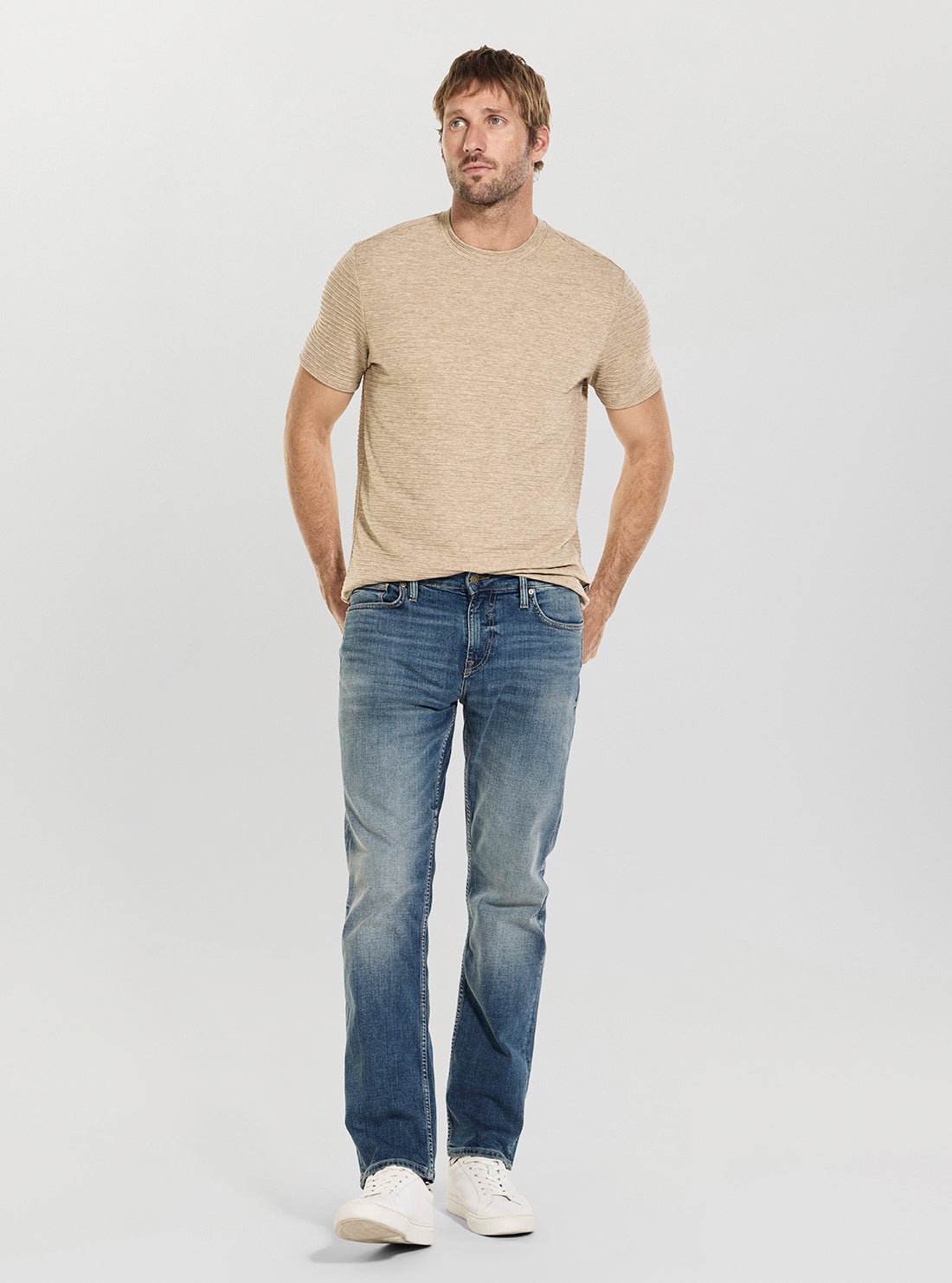 GUESS Mens Mid-Rise Lander Angels Jeans in Medium Wash M6GAN2D0775 Full View