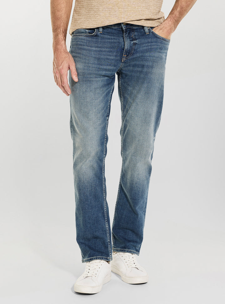 GUESS Mens Mid-Rise Lander Angels Jeans in Medium Wash M6GAN2D0775 Front View