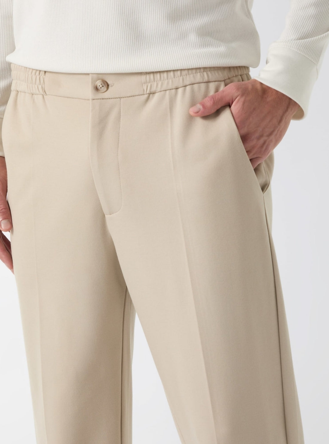GUESS Mens Beige Alton Ponte Pant M6GB08K3198 Detail View