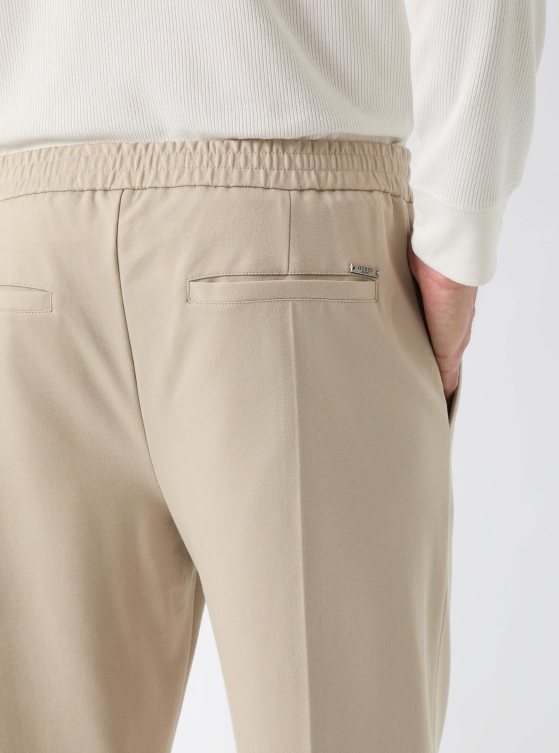 GUESS Mens Beige Alton Ponte Pant M6GB08K3198 Back Detail View