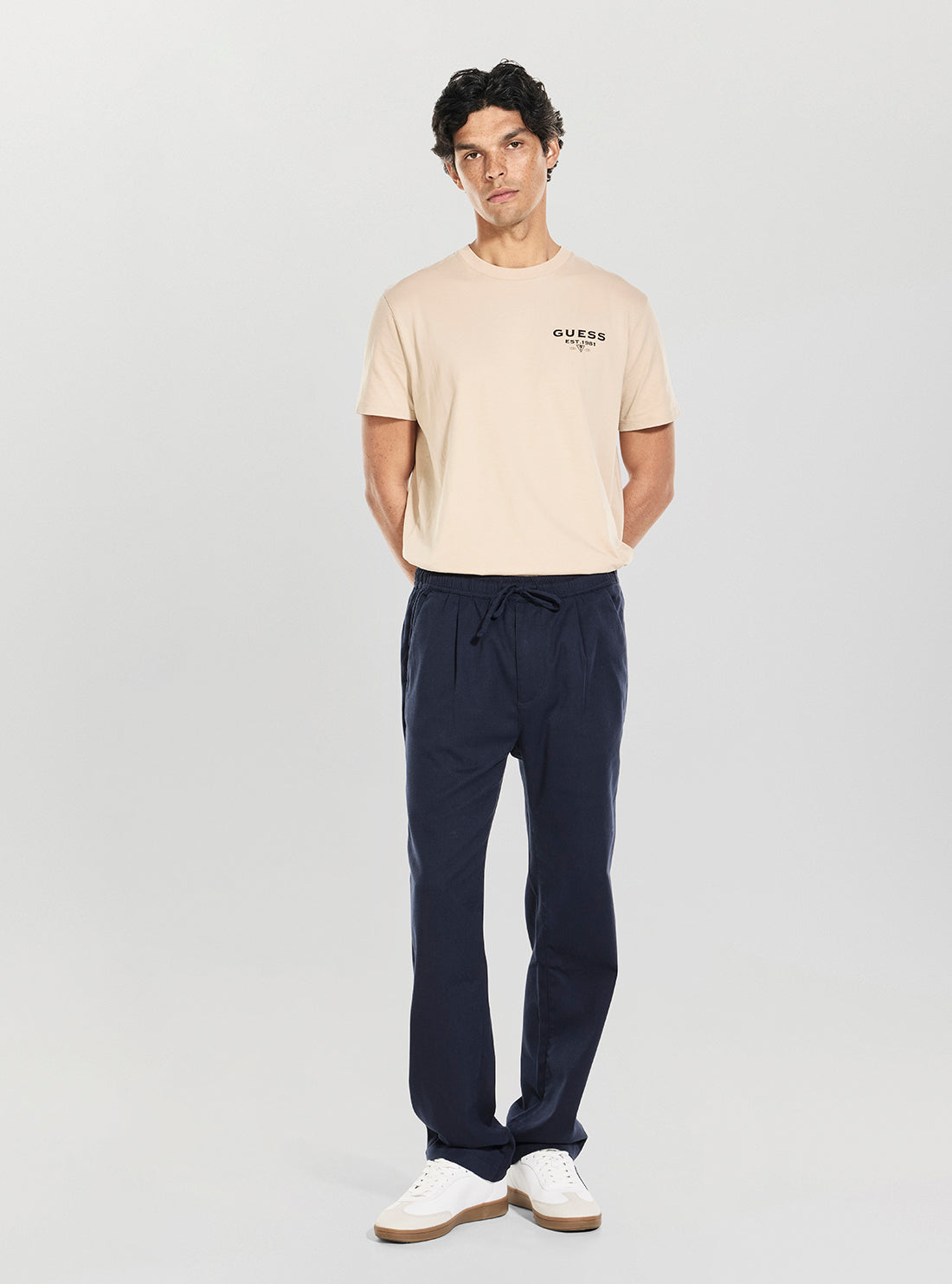 GUESS Mens Blue Paolo Cotton Owen Drawcord Pants M6GB15W2024 Full View