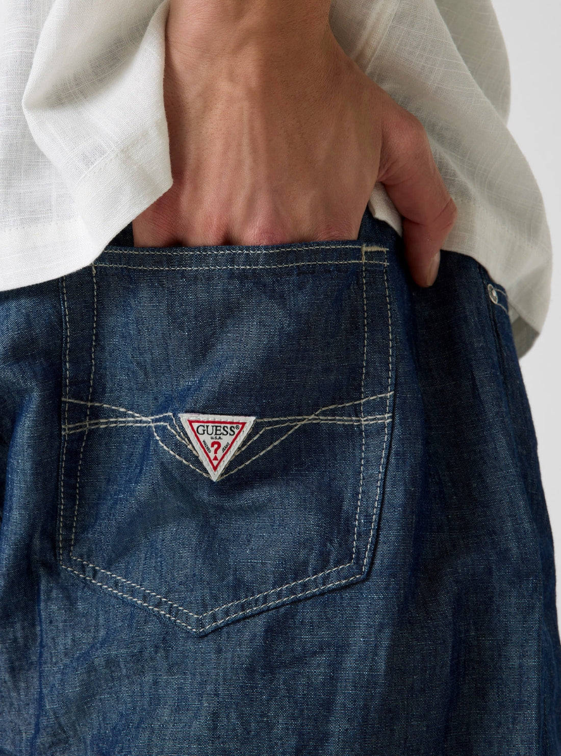 GUESS Mens Blue Jerome Denim Shorts M6GDV7D0765 Detail View