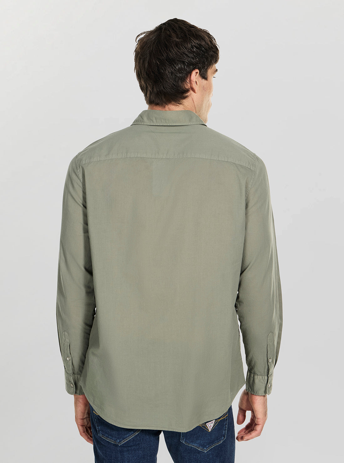 GUESS Mens Green Long Sleeve Crinkle Shirt M6GH11W1697 Back View