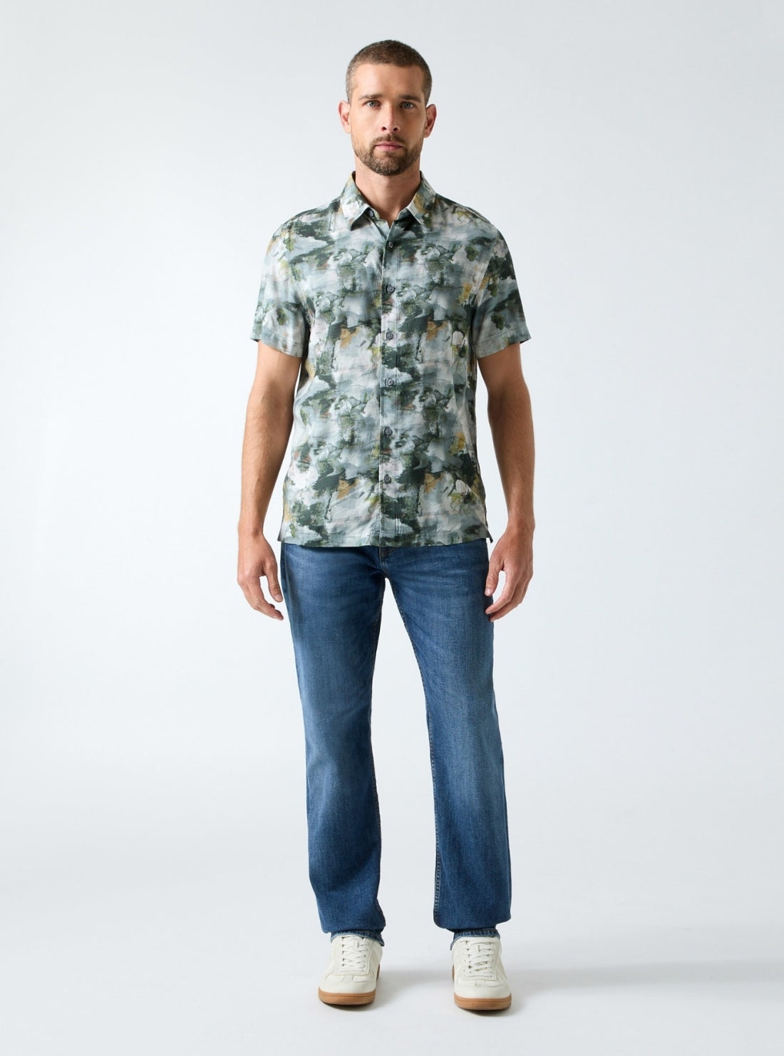 GUESS Mens Eco Multi Rayon Abstract Floral Shirt M6GH65W1916 Full View