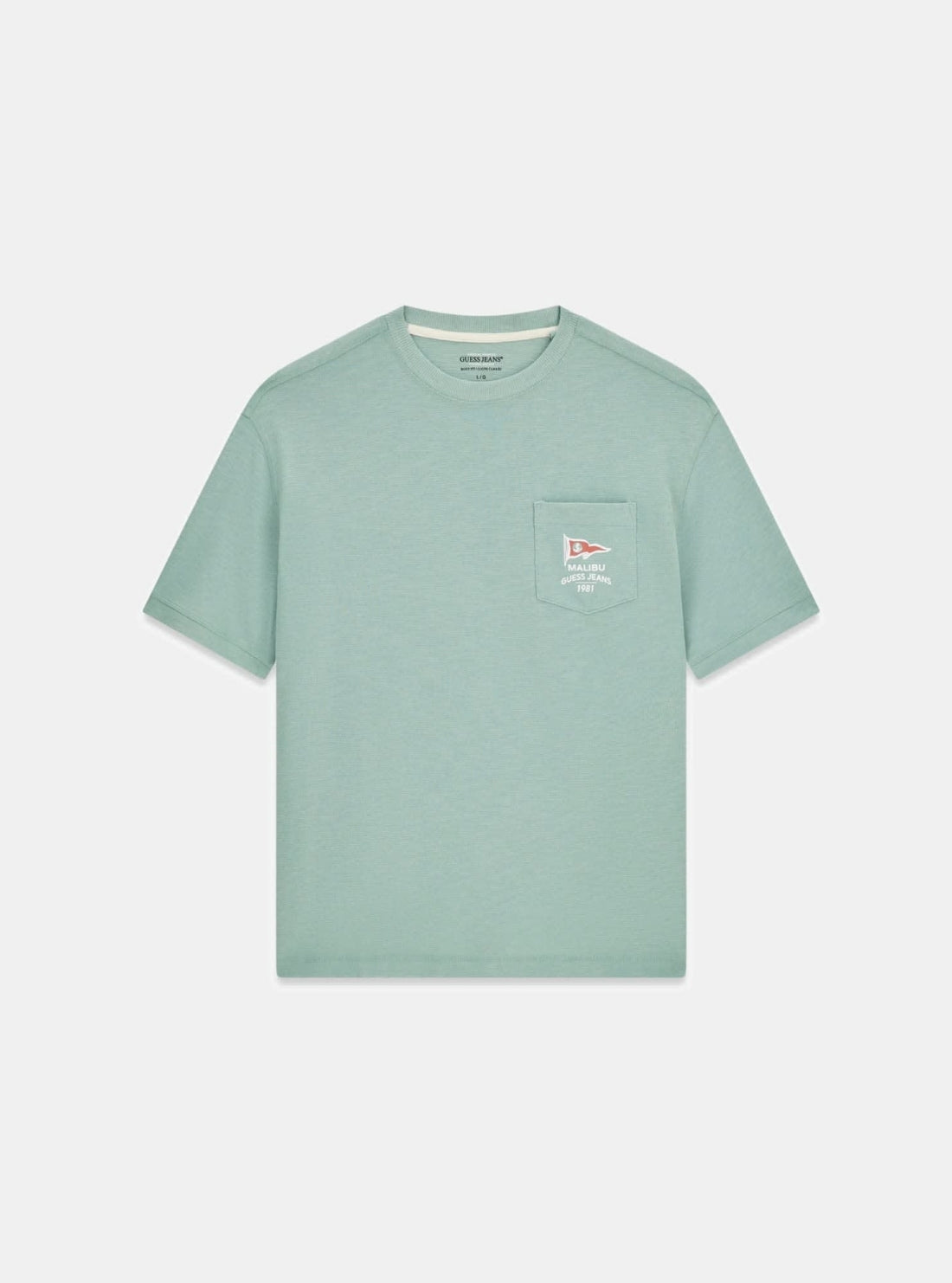 Guess Jeans Green Boxy Slub Pique T-Shirt M6GI00KE731 Flatlay