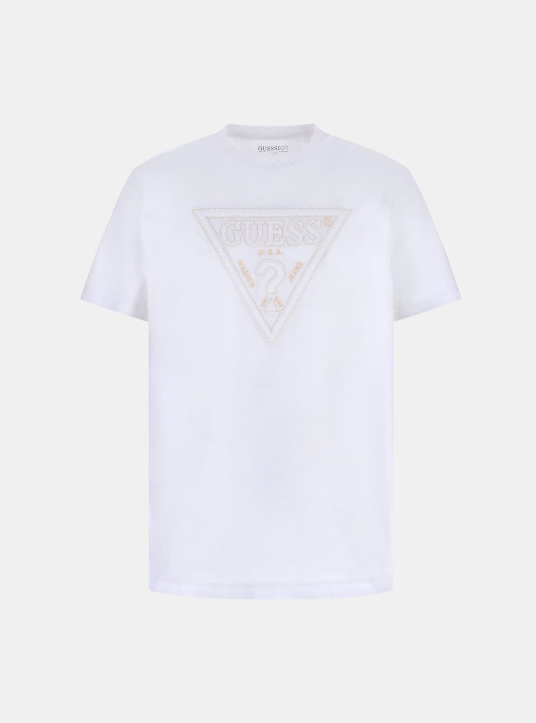 GUESS Mens White Logo Stitchings T-Shirt M6GI15K3008 Flatlay