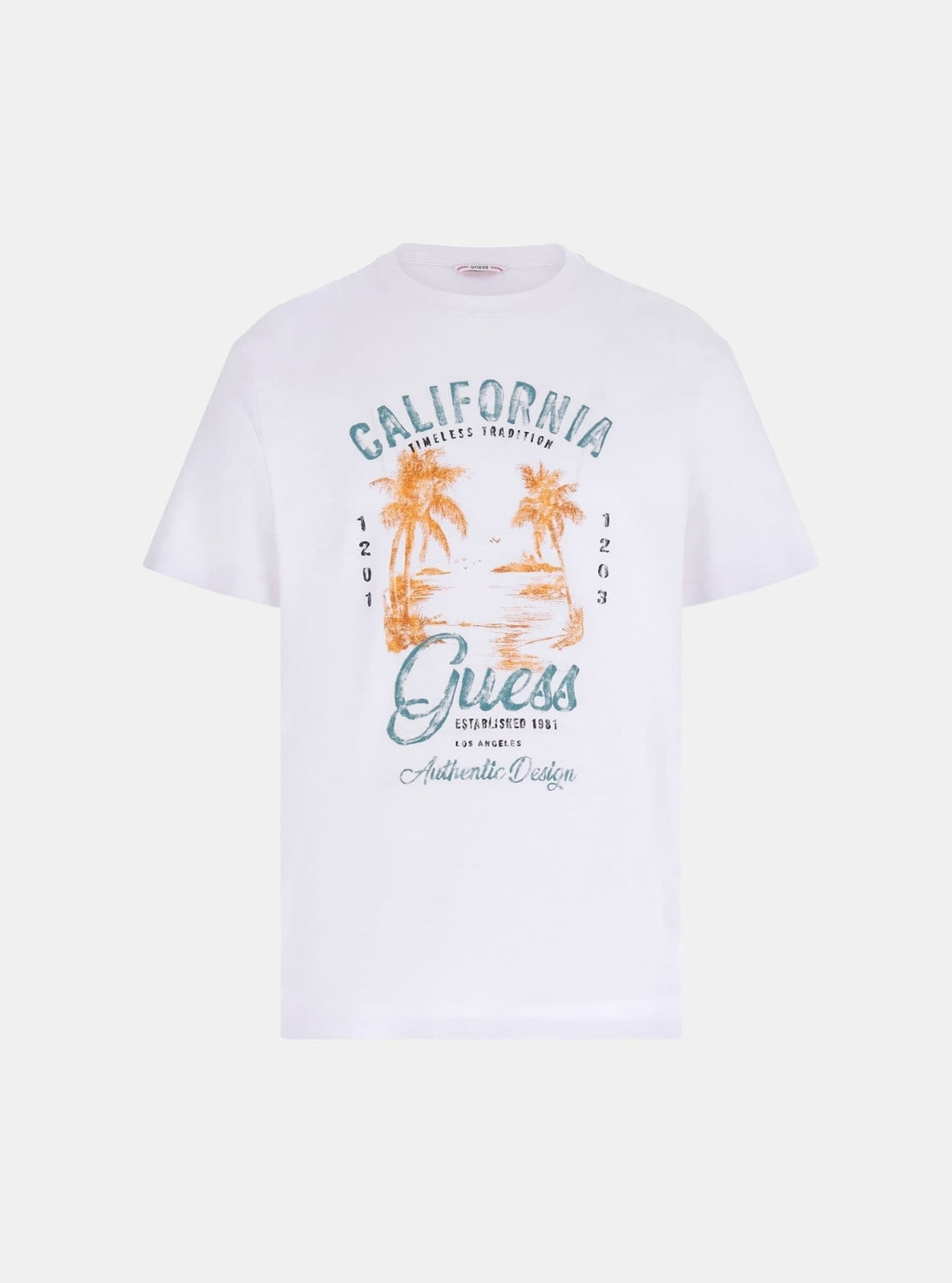 GUESS Mens White Summer Slub T-Shirt M6GI20K3052 Flatlay