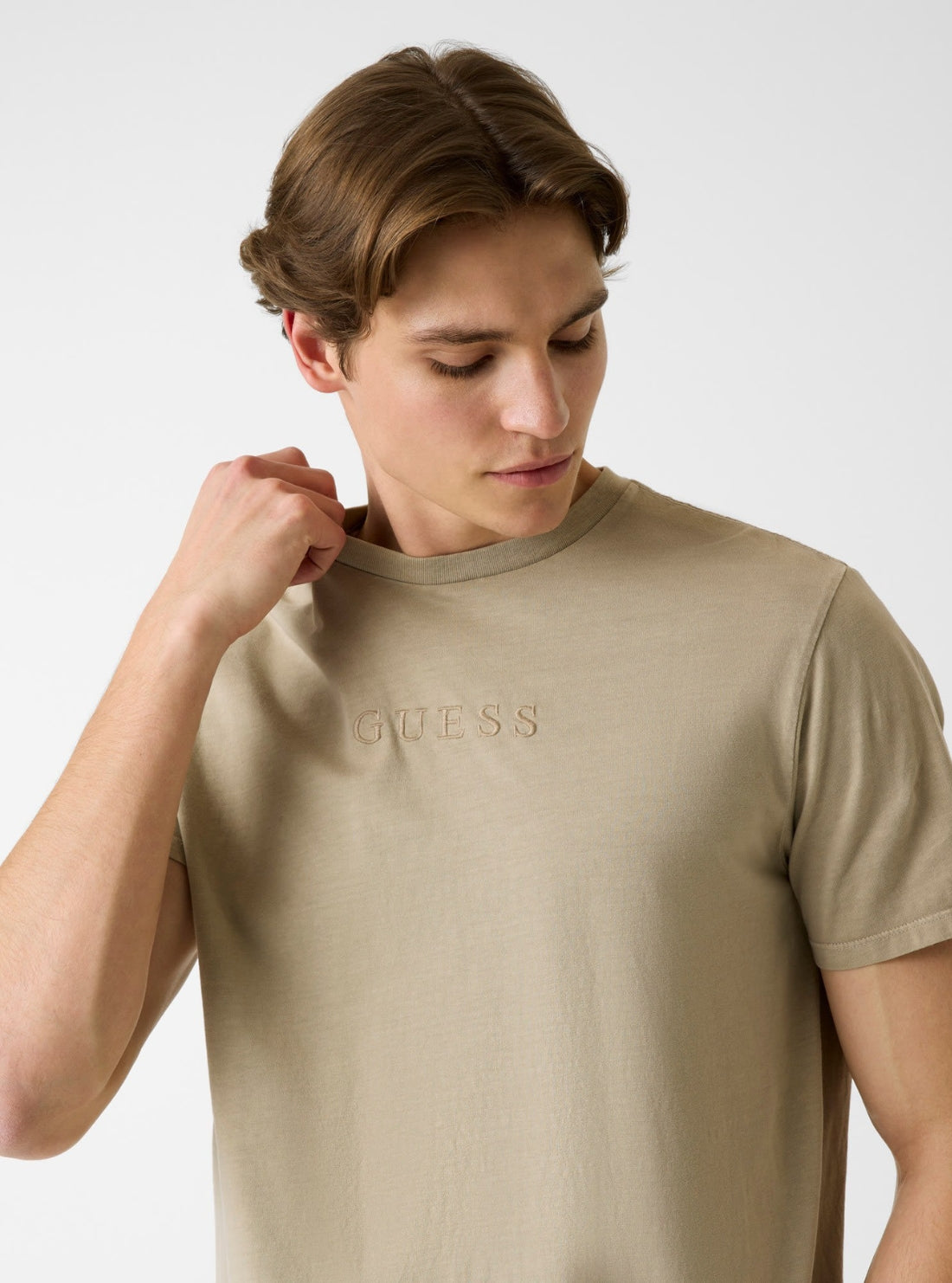 GUESS Mens Grey Multi Basic Pima T-Shirt M6GI29K3258 Detail View