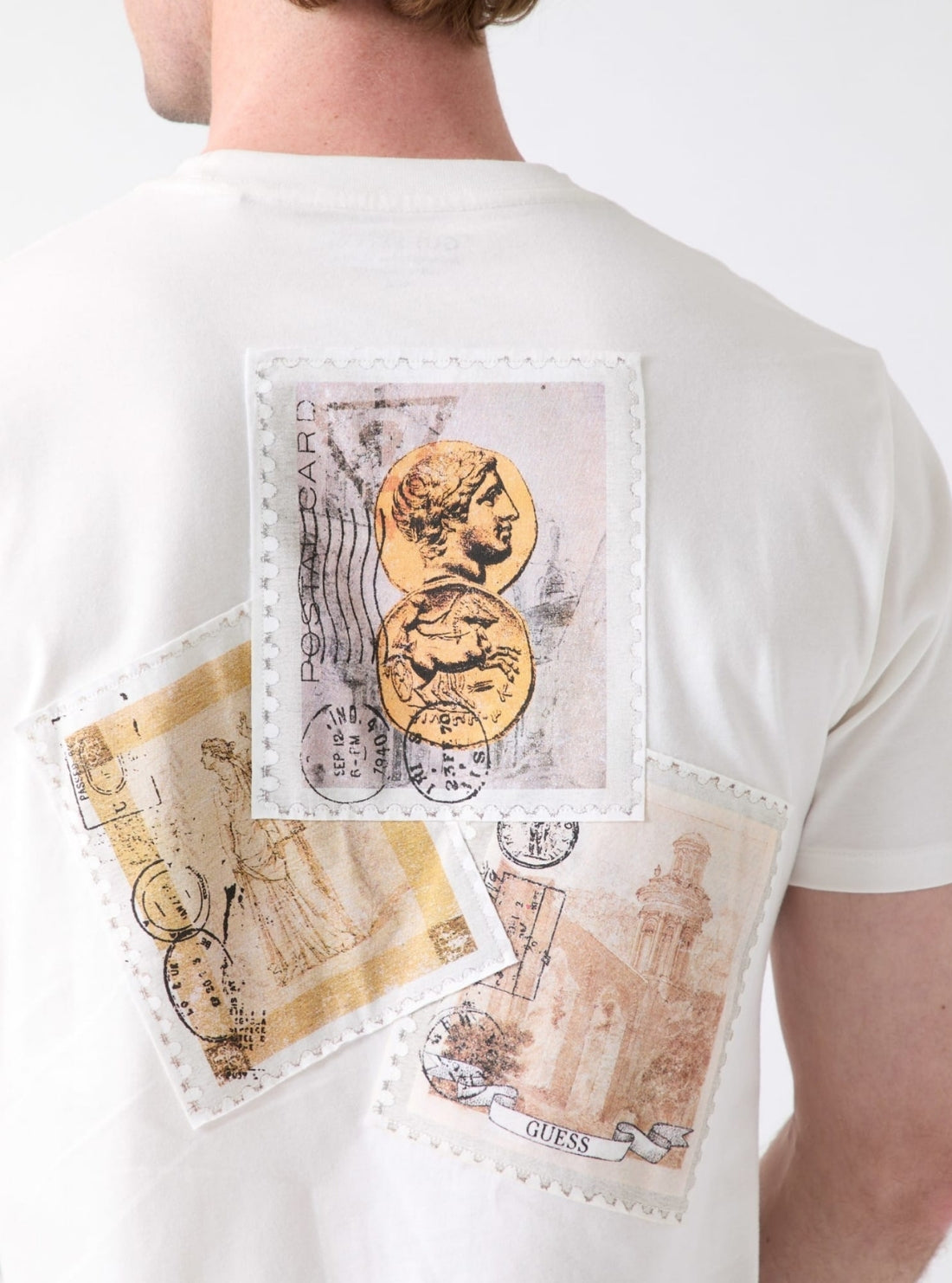 GUESS Mens White Vacation Graphic T-Shirt M6GI37K3318 Detail View2