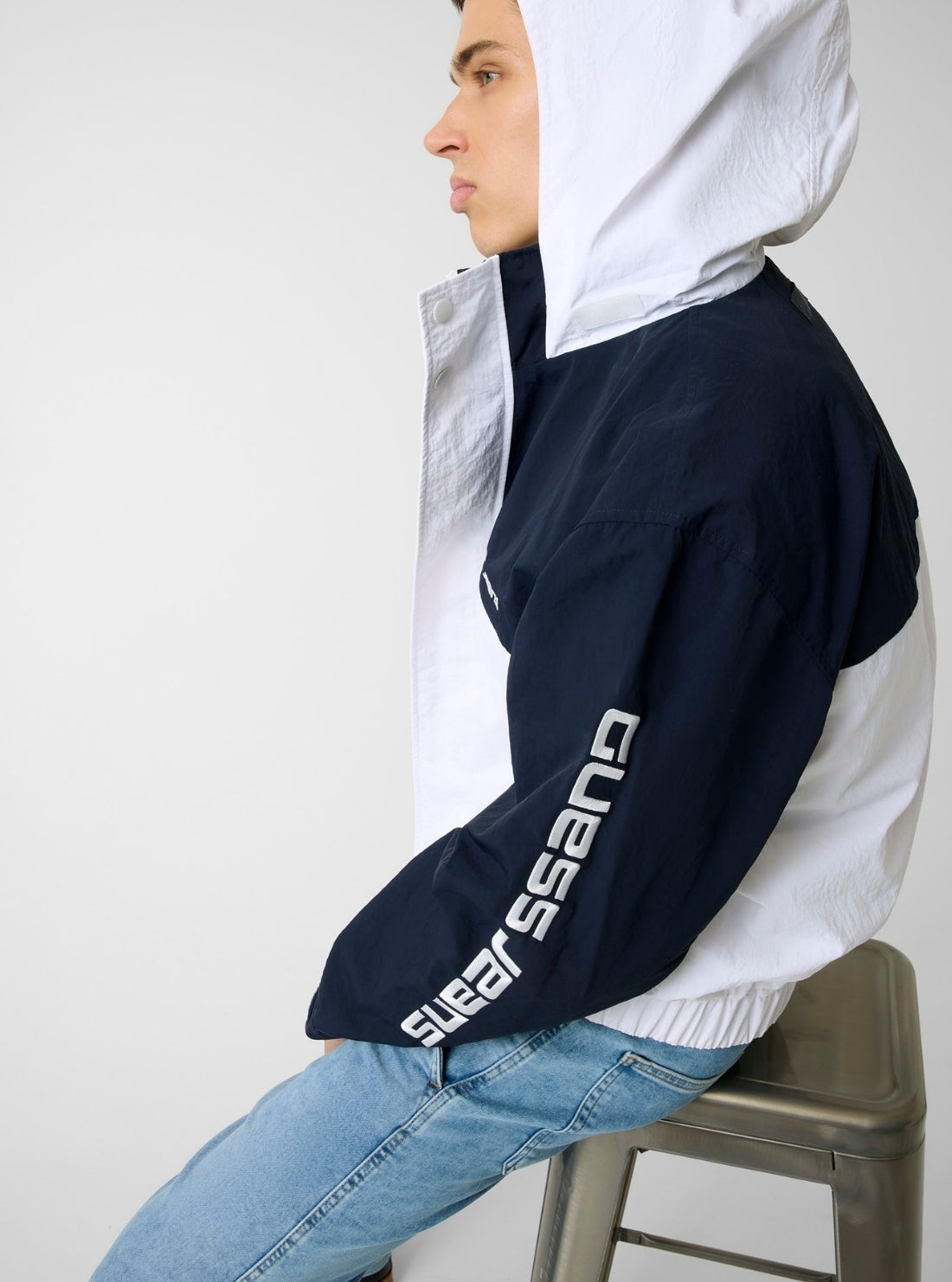 Guess Jeans White Blue Colourblock Jacket