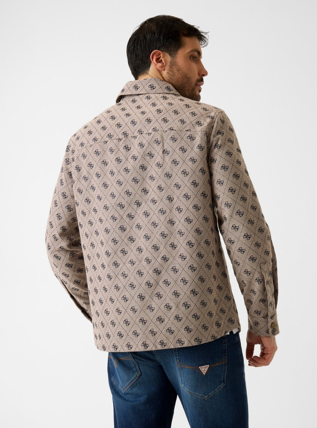 GUESS Mens Taupe Logo 4G Shacket M6GL05W1661 Back View