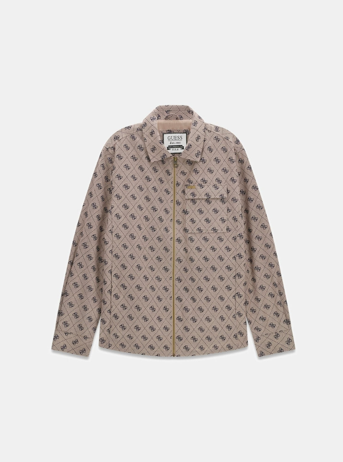GUESS Mens Taupe Logo 4G Shacket M6GL05W1661 Flatlay