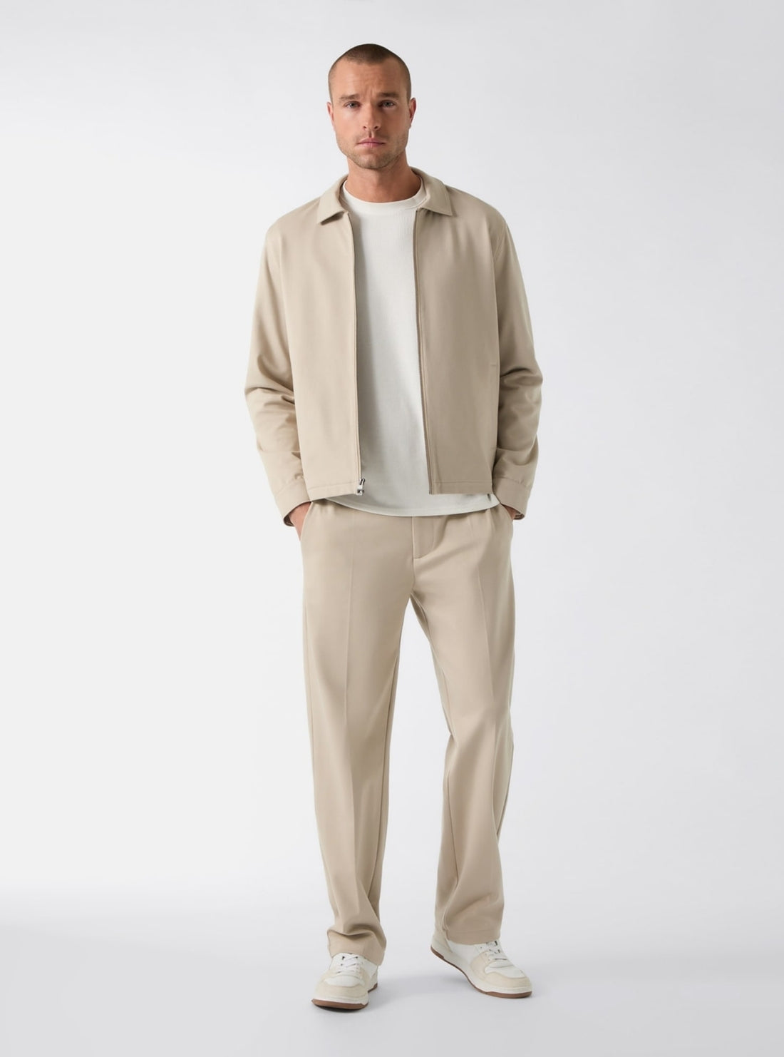 GUESS Mens Beige Alton Zip Jacket M6GL40K3366 Full View