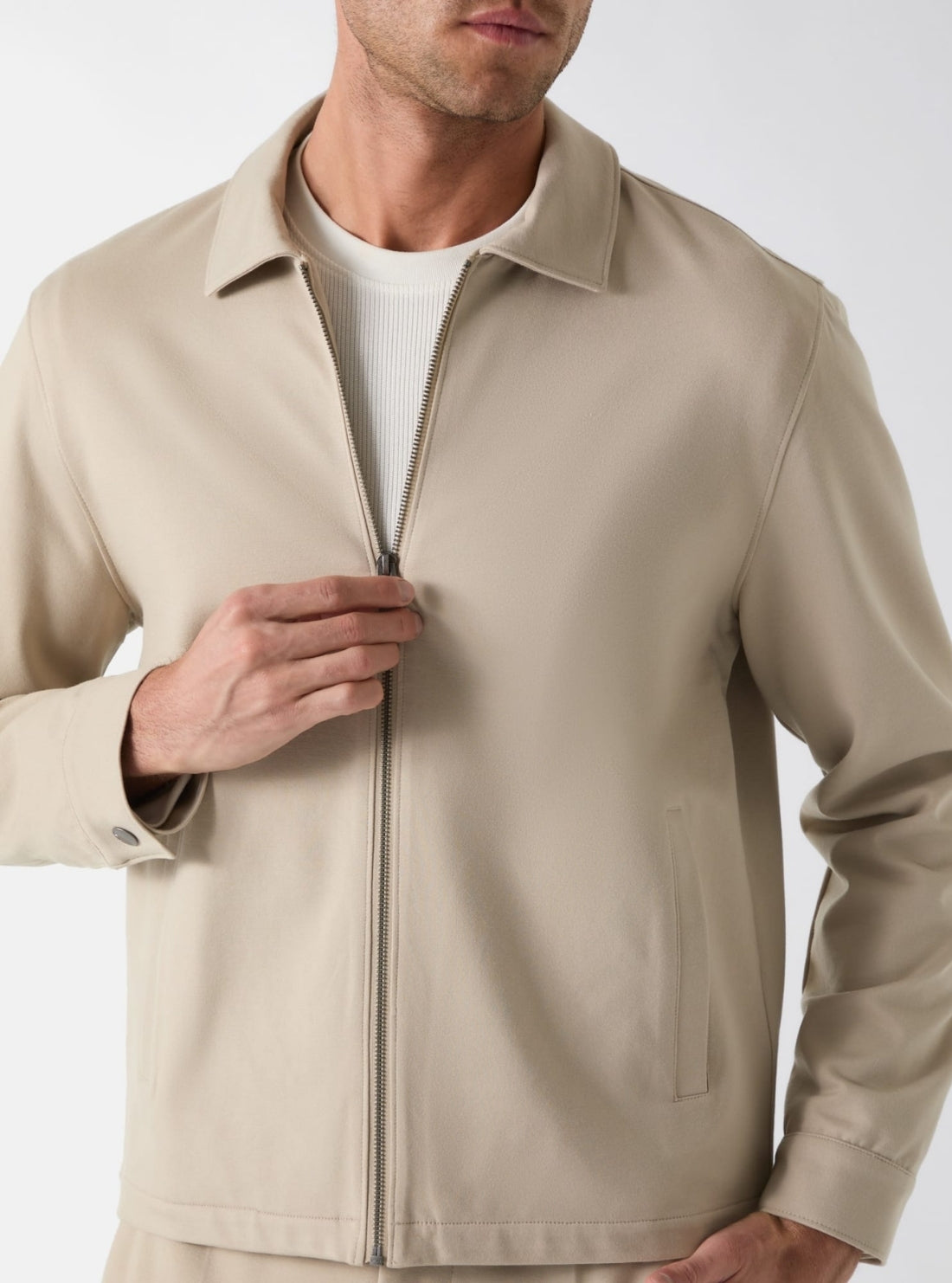 GUESS Mens Beige Alton Zip Jacket M6GL40K3366 Detail View