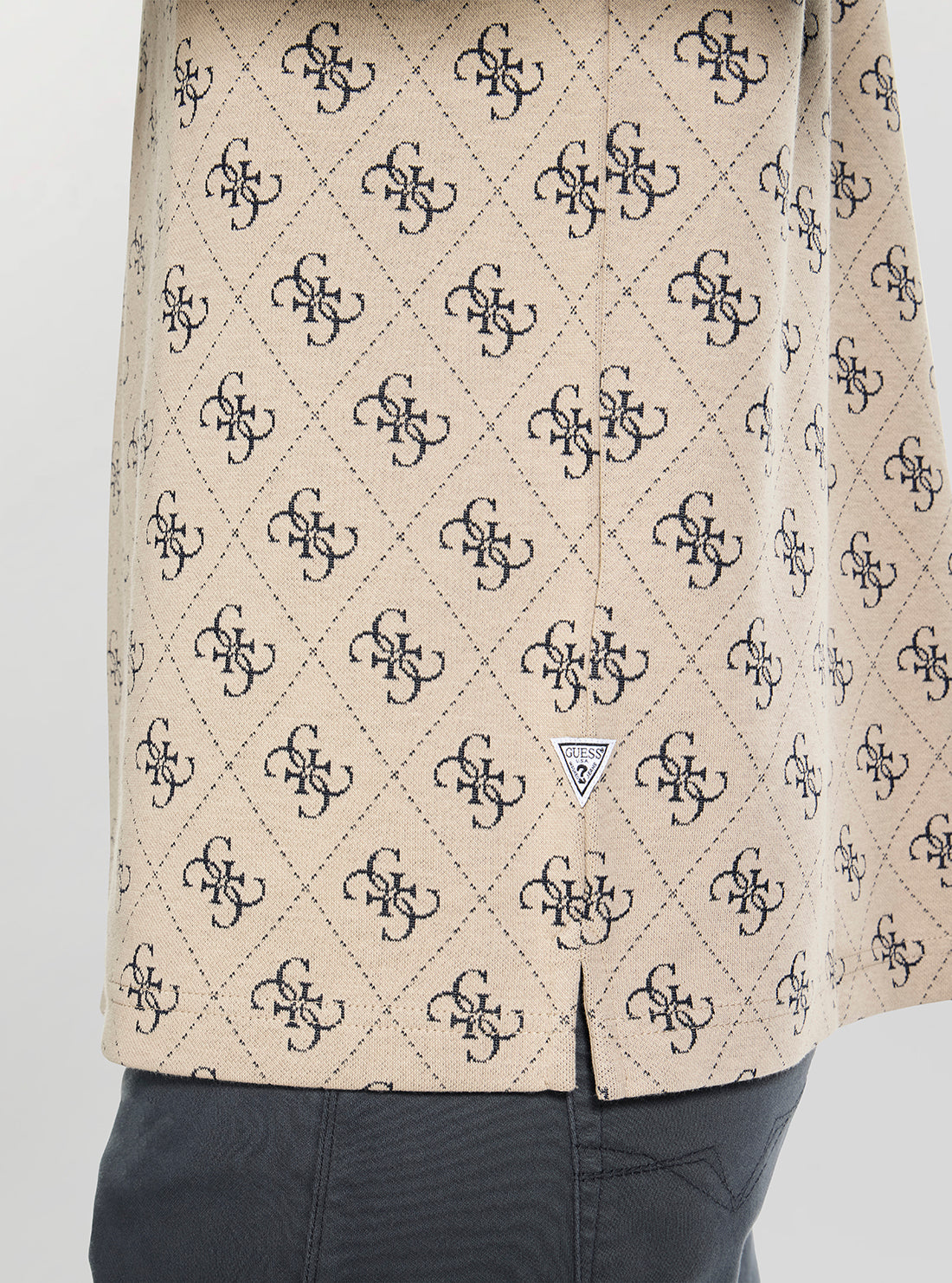 GUESS Mens Taupe All Over 4G Jacquard Polo Shirt M6GP04K3073 Detail View