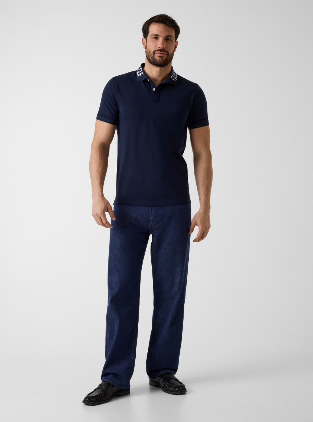 GUESS Mens Blue Nolan Polo Shirt M6GP66K3070 Full View