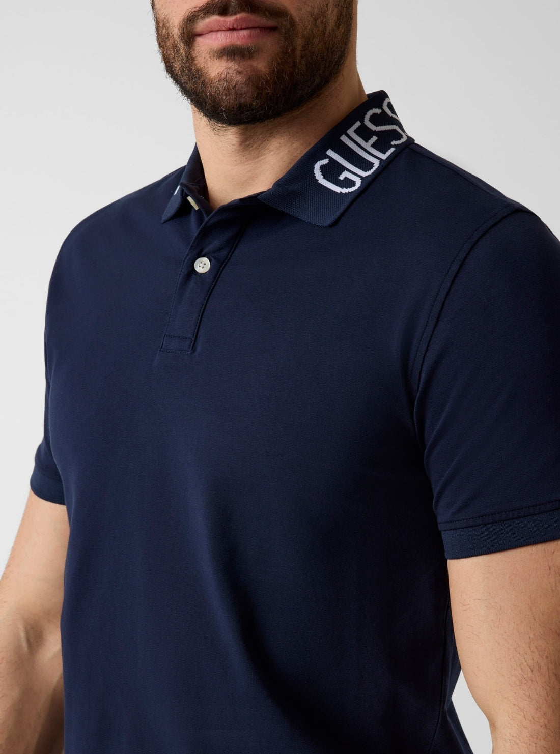 GUESS Mens Blue Nolan Polo Shirt M6GP66K3070 Detail View