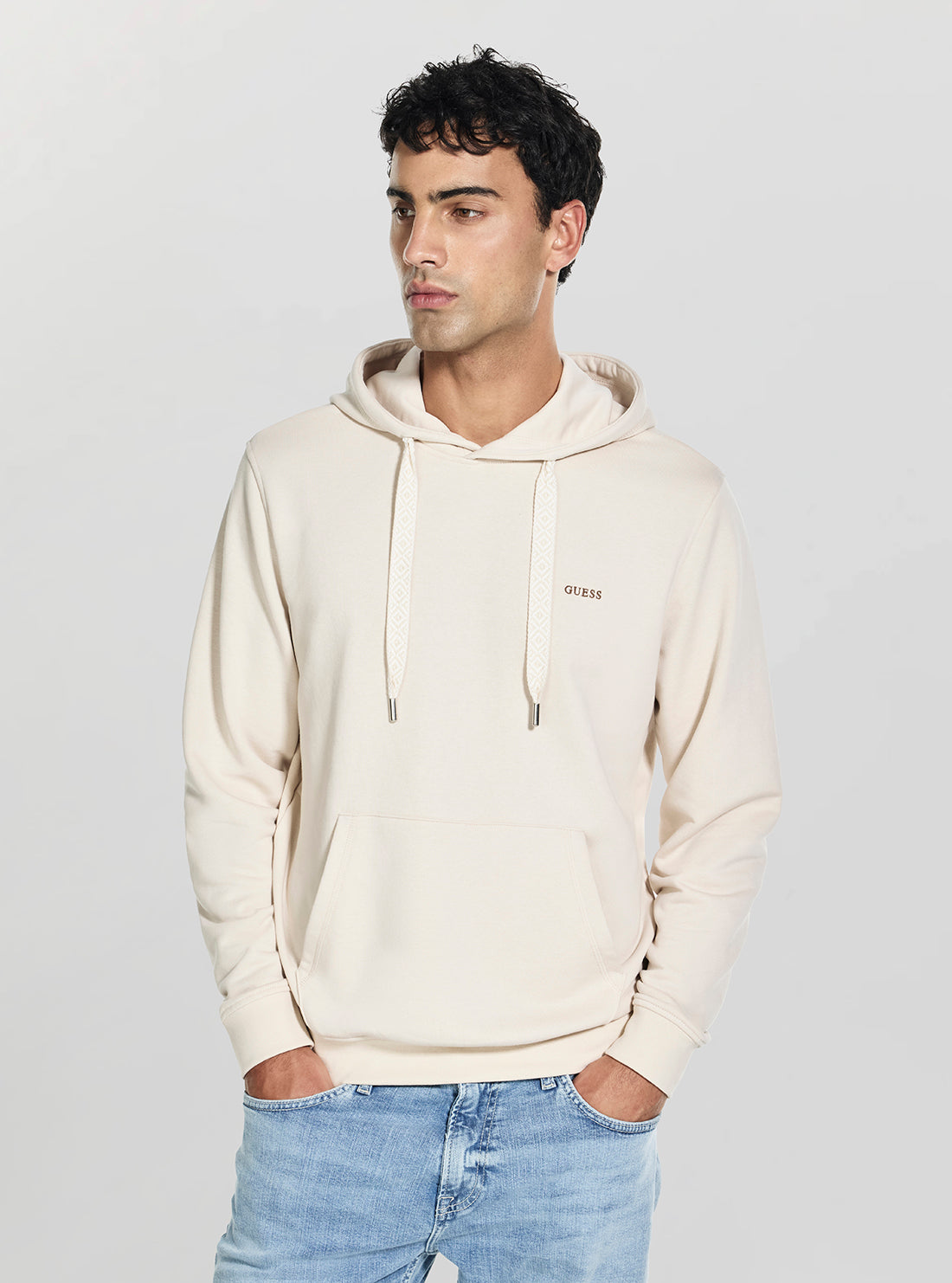 GUESS Mens Beige Detailed Hoodie M6GQ06K3011 Side View