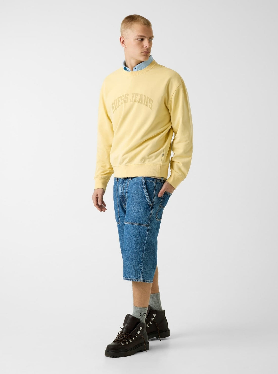 Guess Jeans Yellow Field Regular Sweatshirt M6GQA6KCPR1 Side View