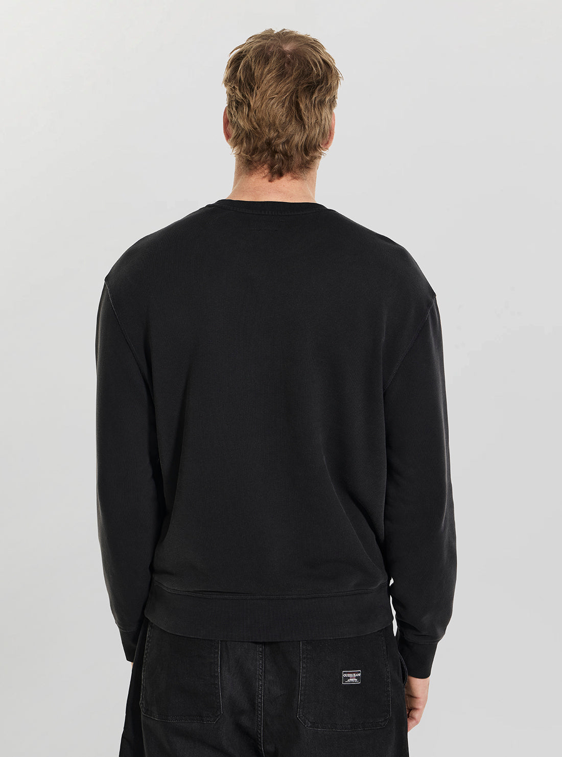 GUESS Mens Black Logo Regular Sweatshirt M6GQA6KCPR1 Back View